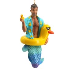 ✿ New DECEMBER DIAMONDS Merman Ornament DADDY DUCKIE Rubber Duck Swimming Ring picture