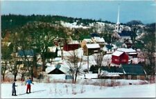 Stowe Vermont Pan American Airline Issued Cross County Skiers Snow postcard EP4 picture