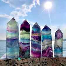 Natural Rainbow Fluorite Tower Point Obelisk Healing Crystal Mineral Specimens picture