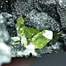 180 GM Top Natural Green Titanite Sphene Crystals W/ Calcite Crystals On Matrix picture