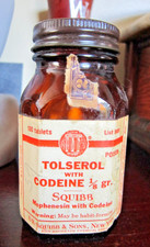 EMPTY SQUIBB Codeine Apothecary Pharmacy Bottle Jar Amber Glass Collectible Rare picture