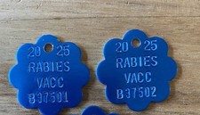 2 Pcs Aluminum 2025 Rabies Vaccination Dog Tags  Vet Tag Dogs Cats picture