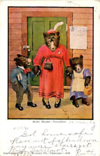 Vintage Postcard Busy Bears Comic Vacation Scene posted 1907 picture