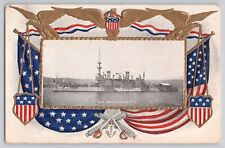 USS Massachusetts Battleship BB 2 Postcard Patriotic Postmarked 1909 V* picture