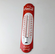Vintage Drink Coca Cola Sign - Soda Pop Gas Ad Sign on Porcelain Thermometer picture