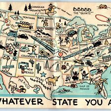 1938 Hallmark Card Good Bye Vacation Map Dog United States Vtg 2N picture