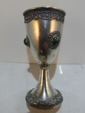 VIntage Zadok 925 Sterling Silver Judaica Filigree 3 Eilat Stone Kiddush Cup 65g picture