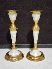 Vintage Pair of Brass and Mother of Pearl Inlay 8