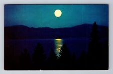 CA-California, Moonlight On Lake Tahoe, Antique, Vintage Souvenir Postcard picture
