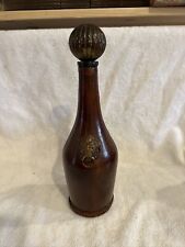 Vintage Italian Leather Wrapped Decanter Bottle With Lions Head Knockers picture