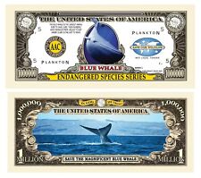 Pack of 25 - Endangered Blue Whale Million Dollar Novelty Bill Collectible picture