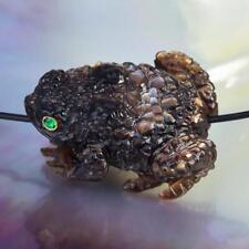 Black Mother-of-Pearl Shell Toad Frog Bead Carving Collection or Jewelry 7.85 g picture