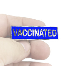 VACCINATED BLUE Commendation Bar Pin Pandemic Operation Warp Speed Police First picture