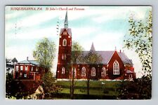 Susquehanna PA-Pennsylvania, St John Church And Terraces, Vintage Postcard picture