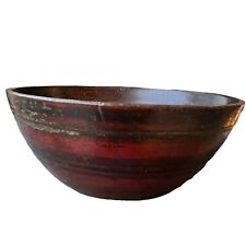 Vintage Primitive Wooden Bowl Handmade Farmhouse Punjab Kashmir Tibet 10.5
