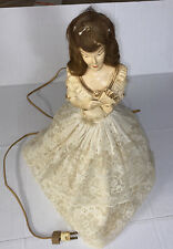 Vintage Boudoir Doll Lamp Tested Works 17” Tall Brunette w Fan Hair MCM picture