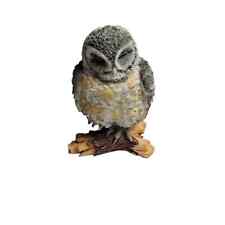 Mid Century Caramic Owl Figurine Yellow Grey Primitive Vintage Rustic Wildlife picture
