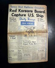 USS PUEBLO Incident Navy Ship Captured & APOLLO 5 Lunar Module 1968 Newspaper picture