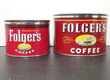 Vintage Set of 1946 & 1959 Folgers Coffee Cans Key-Wind in Excellent Condition picture