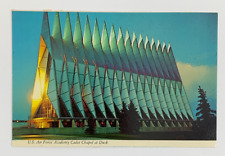 US Air Force Academy Cadet Chapel at Dusk Colorado Springs Colorado Postcard picture