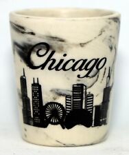 Chicago Illinois White Marble Ceramic Shot Glass picture