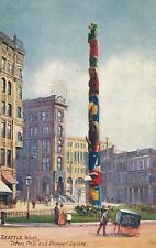 SEATTLE WA – Totem Pole and Pioneer Square Tuck Postcard picture