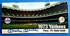 MICKEY MANTLE PERSONALLY SIGNED 1973 Yankees Press/TV/Radio Guide COA picture