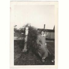Pretty Woman Wearing Glasses Long Coat Hands In Pockets Blurry Vintage Photo picture