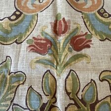 Kravet Designer Fabric Graphic Floral Linen Orange Brown 2 Yards+ X 27”  $100+ picture