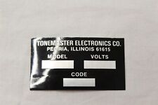  Sticker Badge Decal Label Advertising Tonemaster Electronics Co. Collectible picture