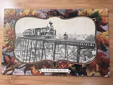 1912 GRAND TRUNK RAILWAY BRIDGE CHESLEY ONTARIO CANADA POSTCARD WARWICK BROs. picture