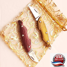 Outdoor Fishing Camping Pocket Folding Blade Keychain Small Knife FISH Shape A++ picture