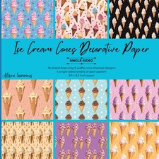 36 Sheets Ice Cream Cones-Themed Decorative Paper Pad for Scrapbooking: 9 Single picture
