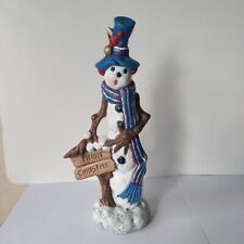 Hand Painted Ceramic Snowman Christmas Figurine - 8-1/2