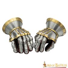 Gauntlets with Leather Gloves Steel Princely Medieval 16 Gauge Fit To All Pair picture