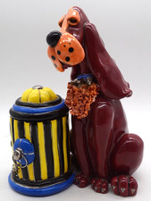 Vtg SWAK Lynda Corneille Bloodhound Dog + Hydrant Porcelain Spaghetti Figurine picture