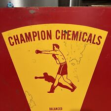c.1960s Original Vintage Champion Chemicals Sign Metal Boxer Dealer Sign Gas Oil picture