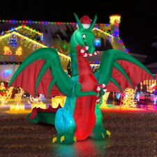 BLOWOUT FUN 8ft Inflatable Christmas Dargon with Candy Disco LED Lighted Blow Up picture