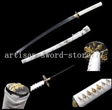 handmade Japanese Katana Samurai Sword Black Folded Steel Full Tang Sharp Blade picture