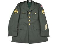 Mens Army Green Long Sleeve Button Front Military Uniform Coat Size 40R picture