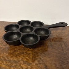 Antique Aebelskiver Danish Footed Cast Iron Apple Bread Baking Pan Coal Cooking picture