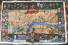 Vtg Greater London Council Linen towel map wall hanging history  picture