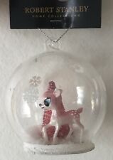 Pink Deer & Tree Faux Snow Globe Ornament Robert Stanley - New With Tags picture