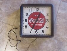 Vintage 1939 Wood Drink Coca Cola In Bottles Square Clock Selecto 16” WORKS picture