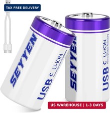 Rechargeable Lithium C Batteries 2 Pack, 1.5V C Cell Batteries with 2 in 1 USB-C picture