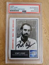 Vint Cerf Custom Signed Card - Father Of The Internet- PSA/DNA Encapsulated picture