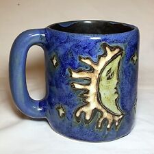 Mara Mexico Sun and Moon Coffee Mug Design Studio Art Pottery Blue 4.25