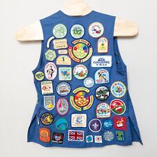 Girl Scouts of America Medium Full Back Patched Open Front Vintage Blue picture