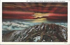 Postcard CO Pikes Peak Sunrise Rays Mountain Clouds Scenic View Colorado Springs picture