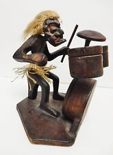 JAVA MAN Wood Sculpture Figure Indonesia Hand Crafted Drums Primitive 8